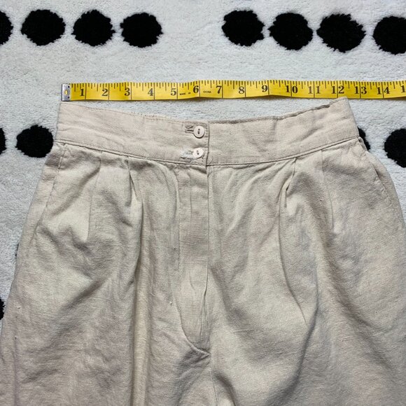 Vintage 90s Linen Blend Pleated High Rise Tapered Casual Trousers Dress Pants - Picture 9 of 14